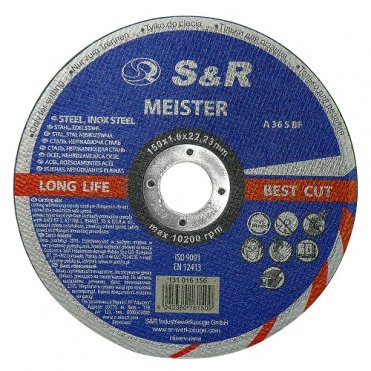 Круг отрезной по металлу и нержавеющей стали S&R Meister A 36 S BF 150x1,6x22,2 (131016150)
