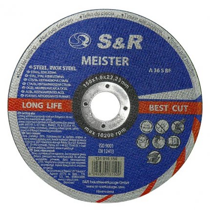 Круг відрізний по металу і нержавіючій сталі S & R Meister A 36 S BF 150x1,6x22,2