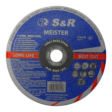 Круг відрізний по металу і нержавіючій сталі S & R Meister A 36 S BF 180x1,6x22,2