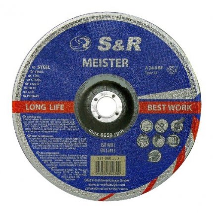 Круг зачисний по металу S&R Meister A24 BF 180x6,0x22,2