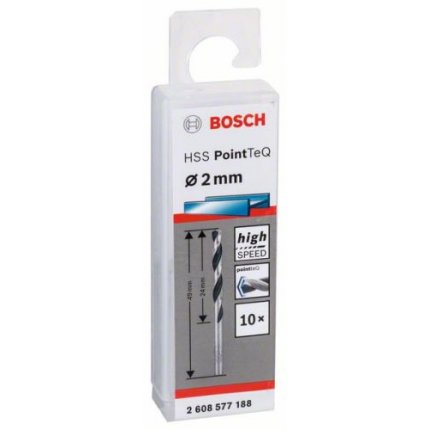 Свердла по металу Bosch HSS Point TeQ 2.0 мм, 10 шт