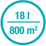 Емкость бака - 18 л, рассчитан на участки площадью 800 м